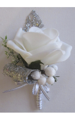 Silver & white sparkle buttonhole